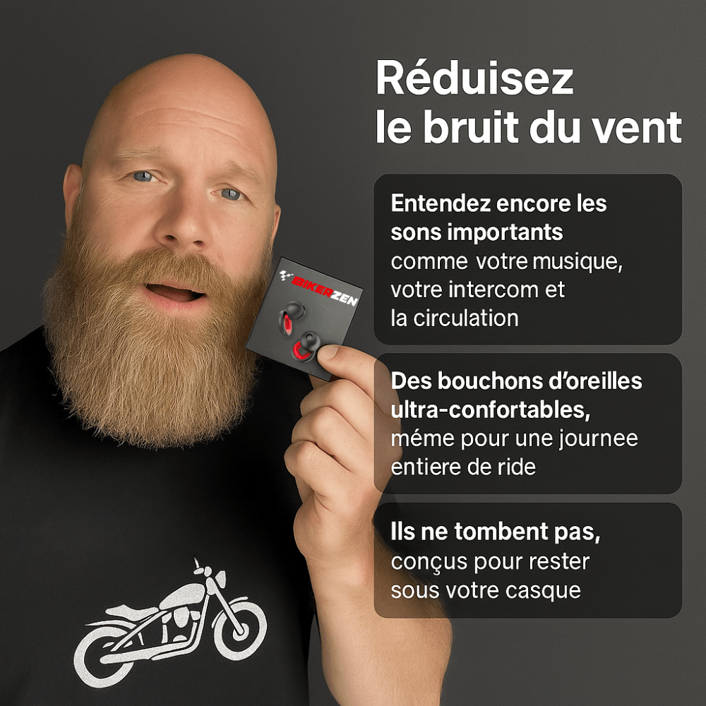 Bouchons BikerZen - Fini les bruits de vent en moto - BikerZen